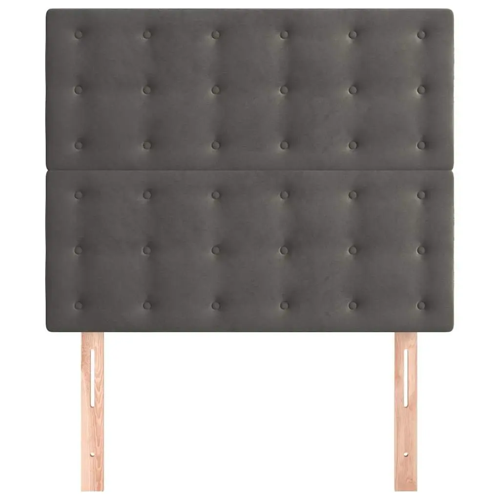 Headboard Velvet Dark Grey Adjustable Height Wooden Legs