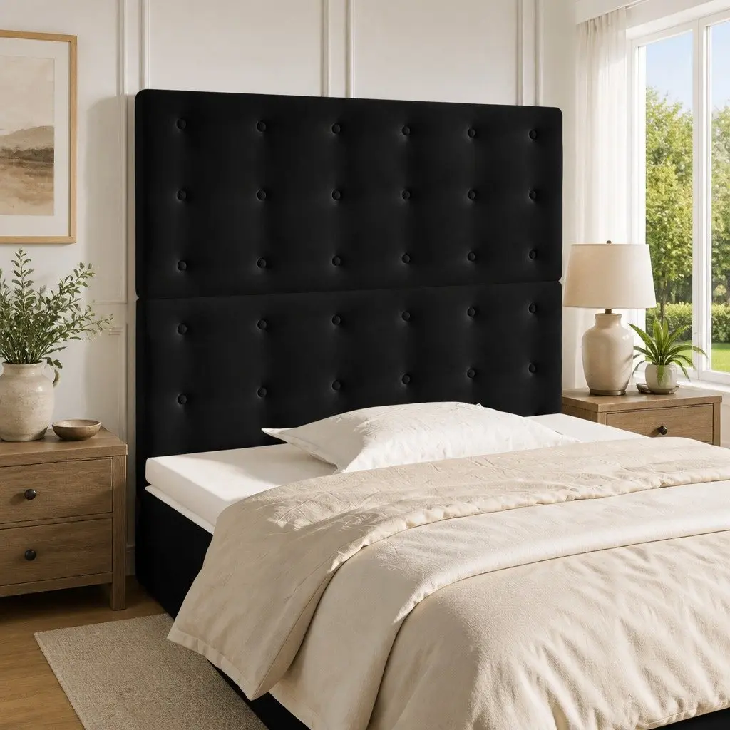 Headboard Velvet Black 80x5x118128 cm Adjustable Height