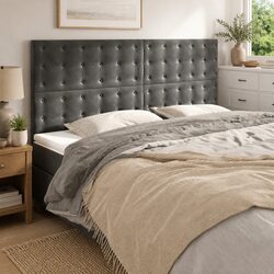 Adjustable Dark Grey Velvet Headboard 160cm