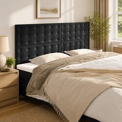 Stylish Black Velvet Headboard 160cm with Adjustable Height