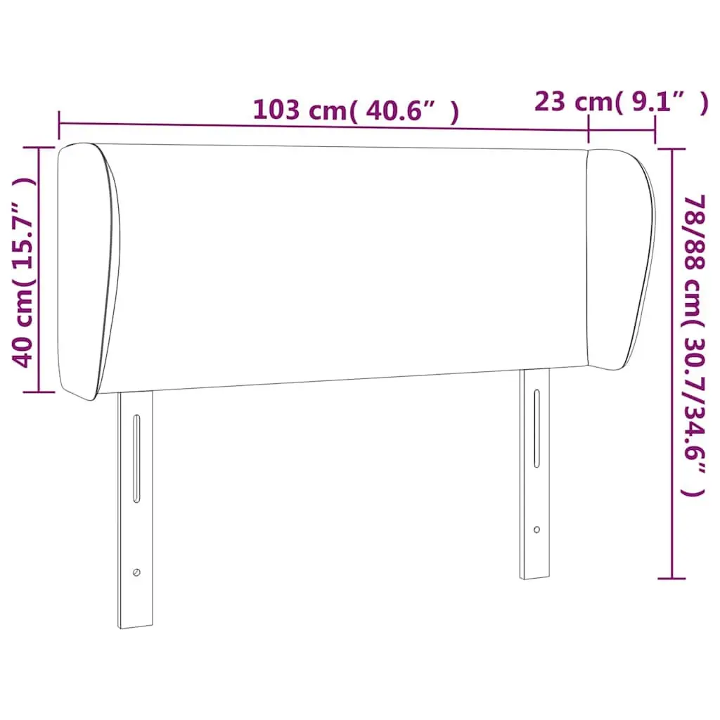 Headboard with Ears Grey 103cm Fabric Bed Head Bedroom Furniture Support
