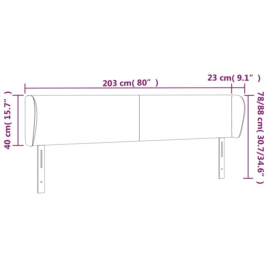 Grey Headboard with Ears 203cm for Bed