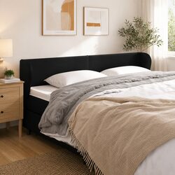 Durable Black Faux Leather Headboard with Ears 163 cm