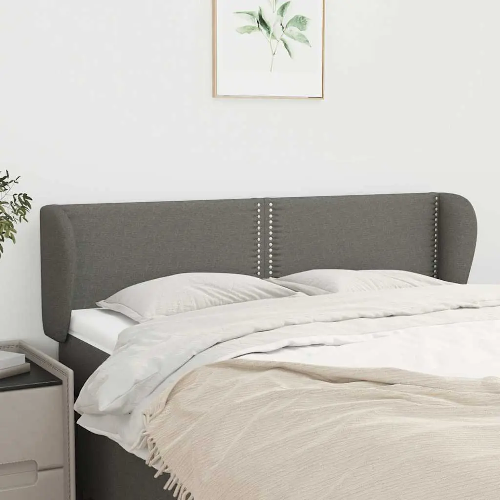 Fabric Headboard 147cm Dark Grey Adjustable Height with Ears