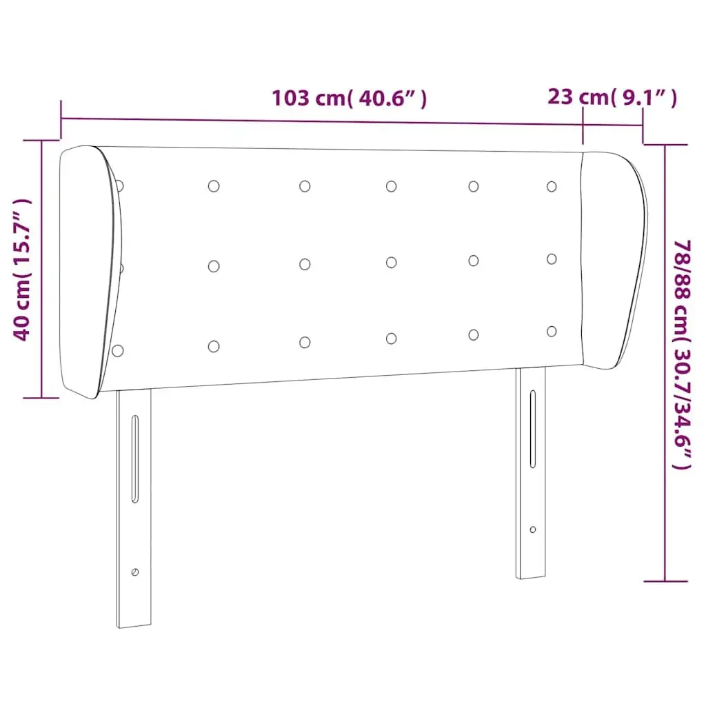 Black Faux Leather Headboard with Ears 103cm
