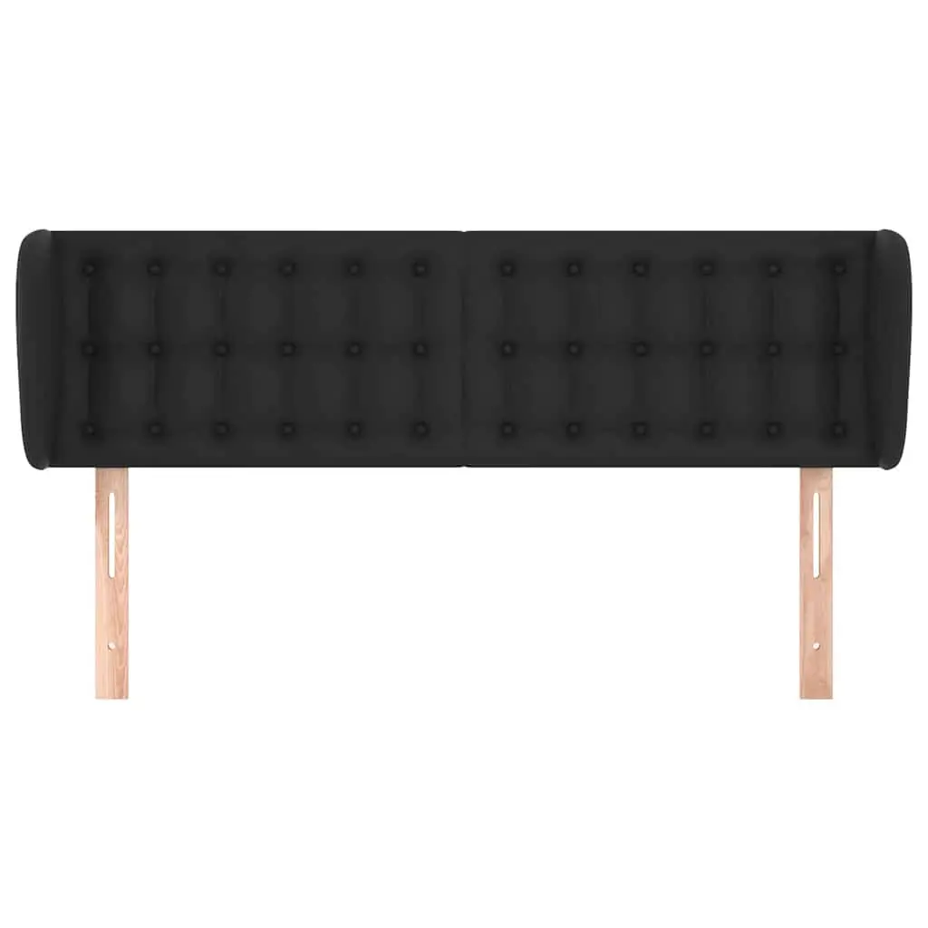 Black Faux Leather Headboard with Ears 147cm