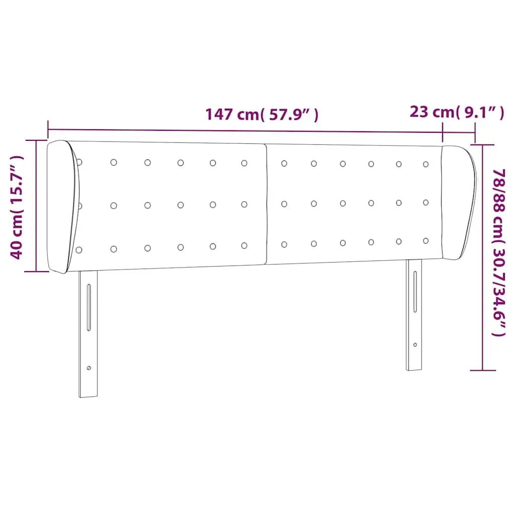 Black Faux Leather Headboard with Ears 147cm