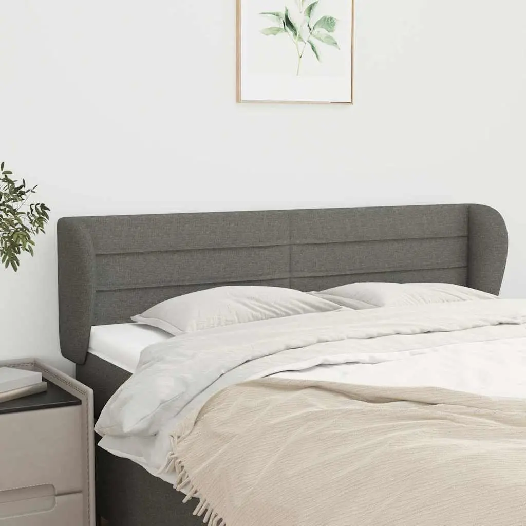 Dark Grey Fabric Headboard with Ears 147cm