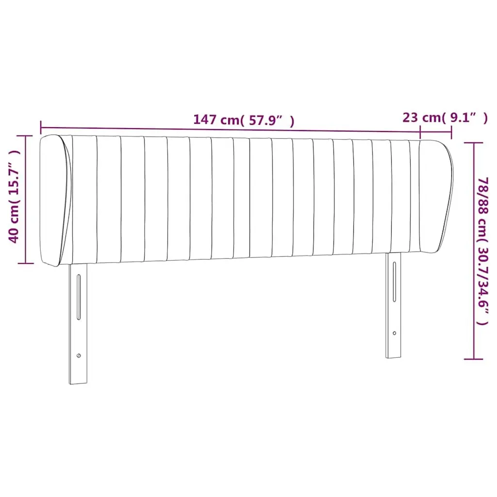 Grey Fabric Headboard with Ears, 147cm