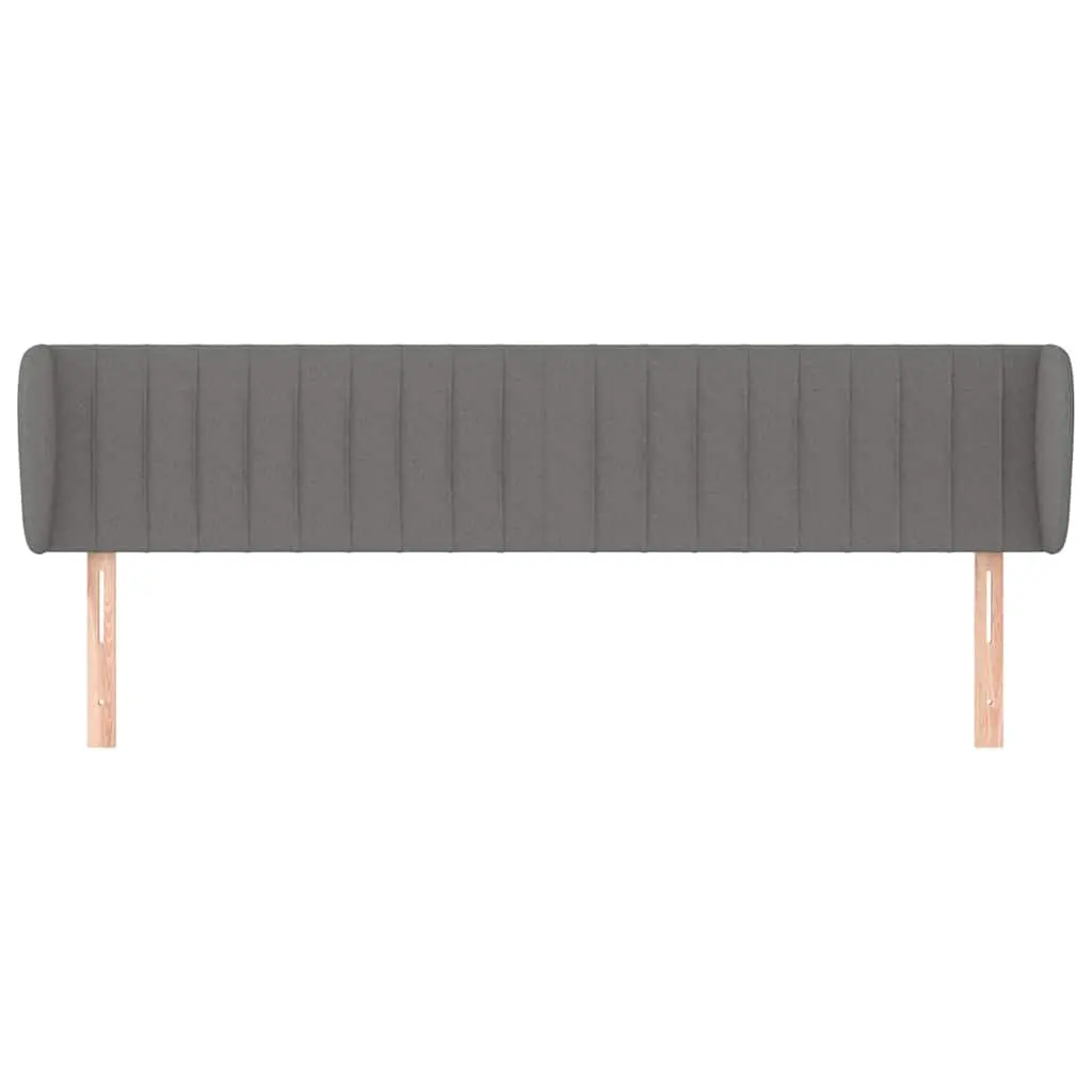 Headboard Fabric Grey Adjustable Height Wooden Legs