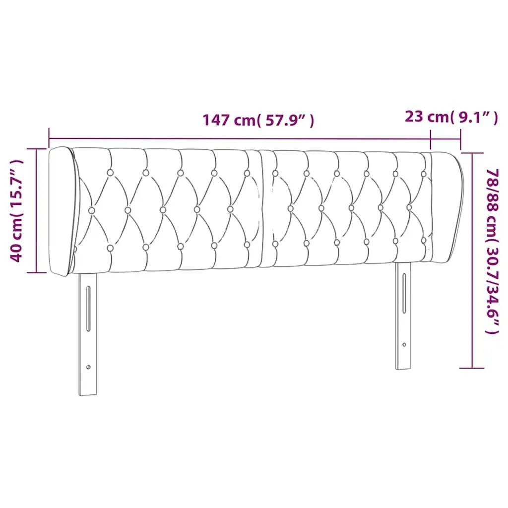 Grey Headboard with Ears 147cm Durable Fabric