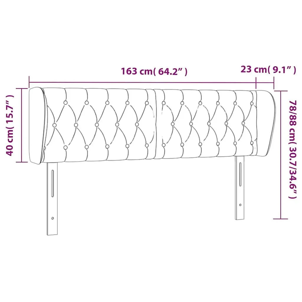 Grey Fabric Headboard with Ears 163cm