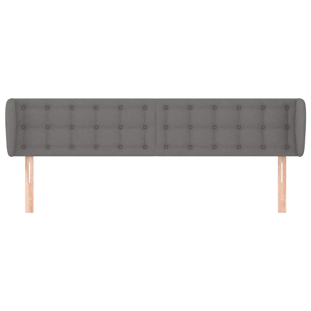 Adjustable Grey Fabric Headboard with Ears and Wooden Legs