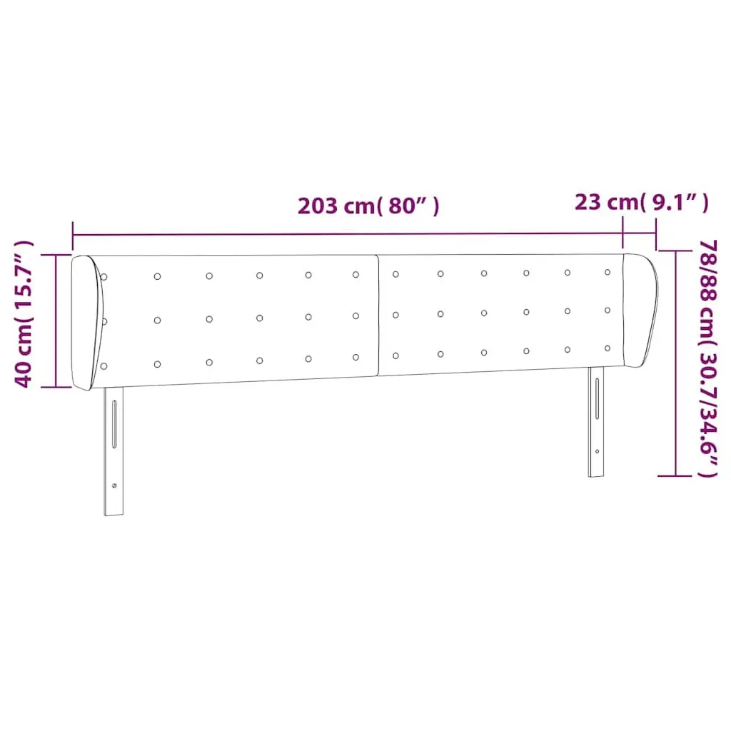 Grey Fabric Headboard with Ears 203cm