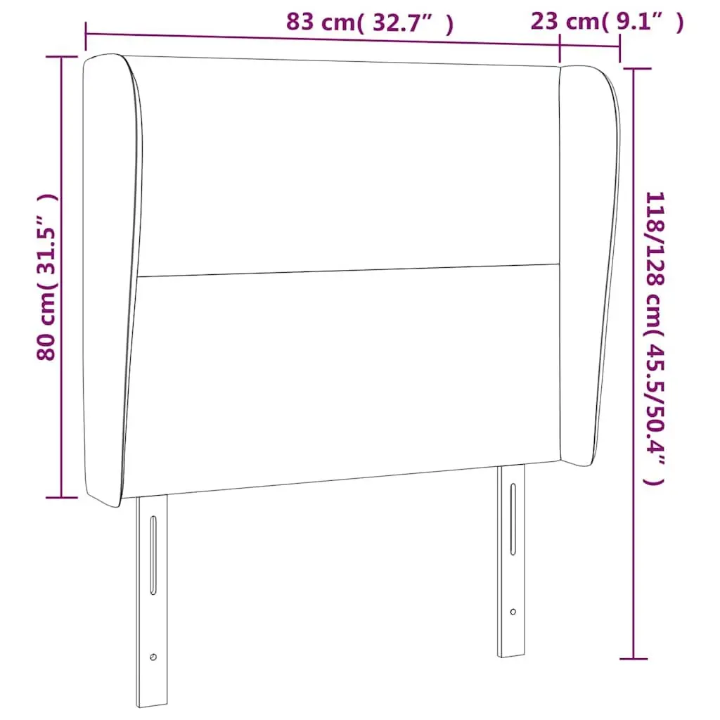 Dark Grey Headboard with Ears 83cm