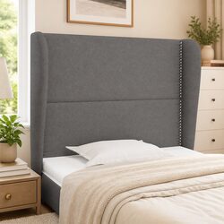 Stylish Grey Fabric Headboard with Ears 83cm