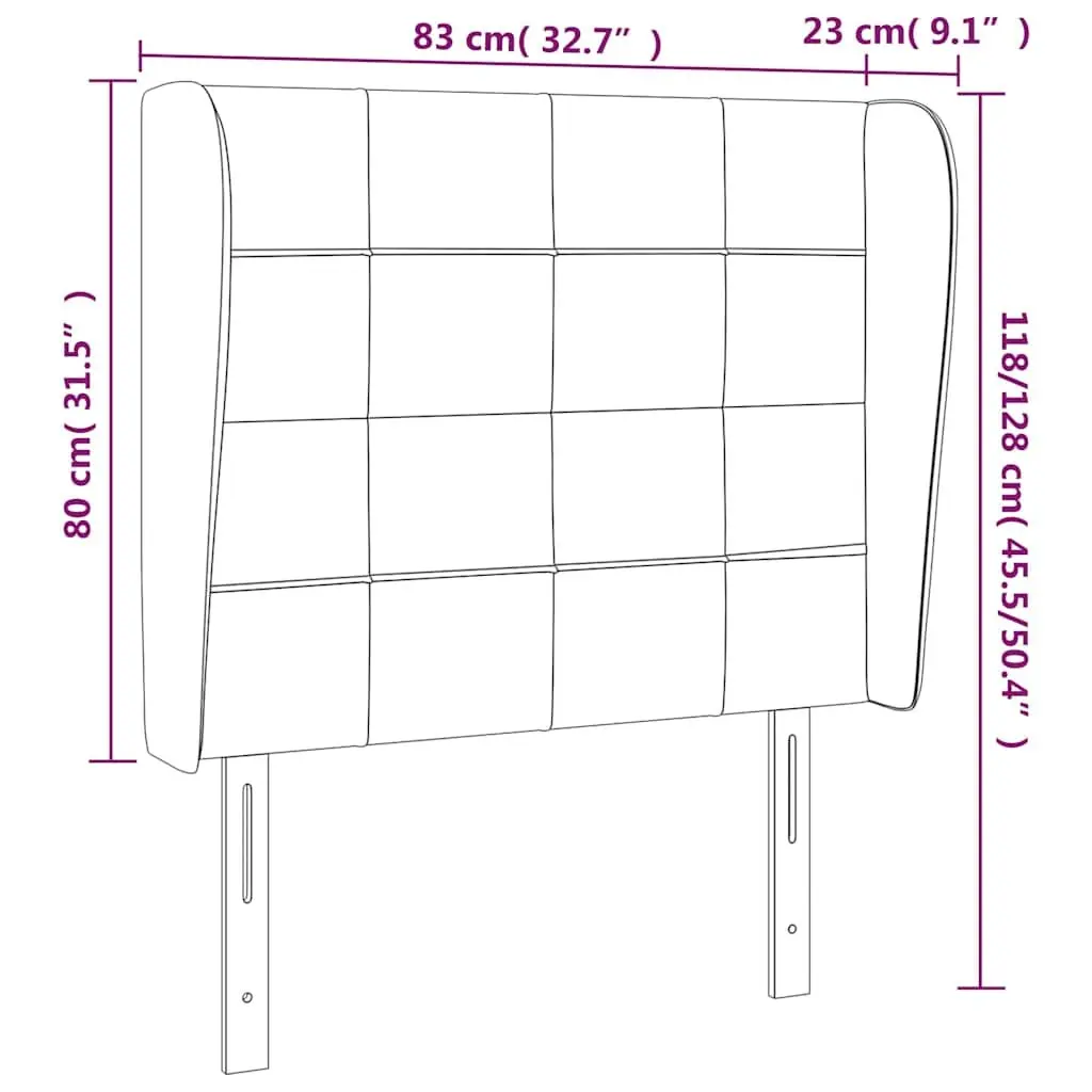 Grey Fabric Headboard with Ears 83cm Adjustable Height