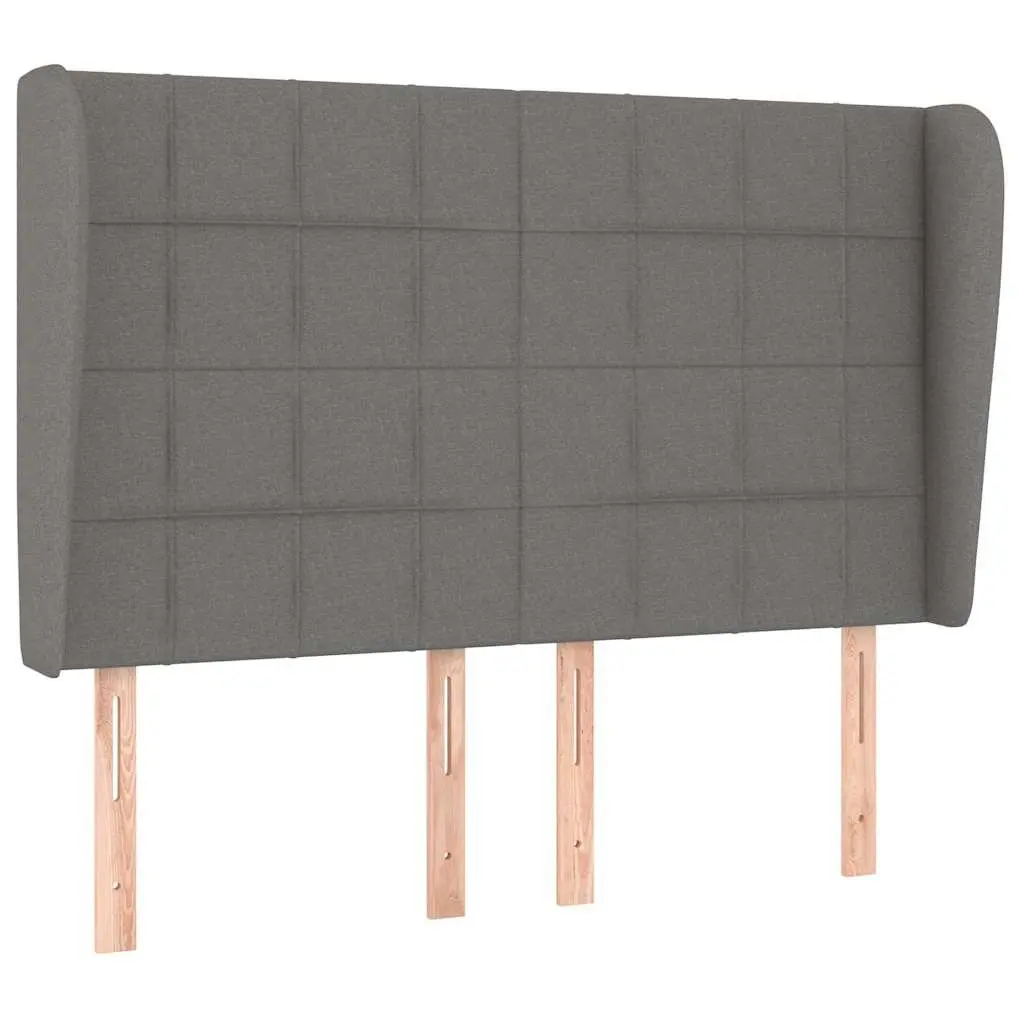 Headboard with Ears Dark Grey 147cm Fabric Bed Head Support Back Rest