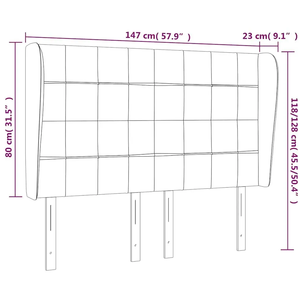Headboard with Ears Dark Grey 147cm Fabric Bed Head Support Back Rest