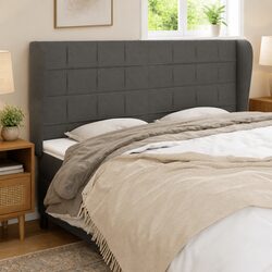Grey Fabric Headboard with Ears and Adjustable Height 203cm