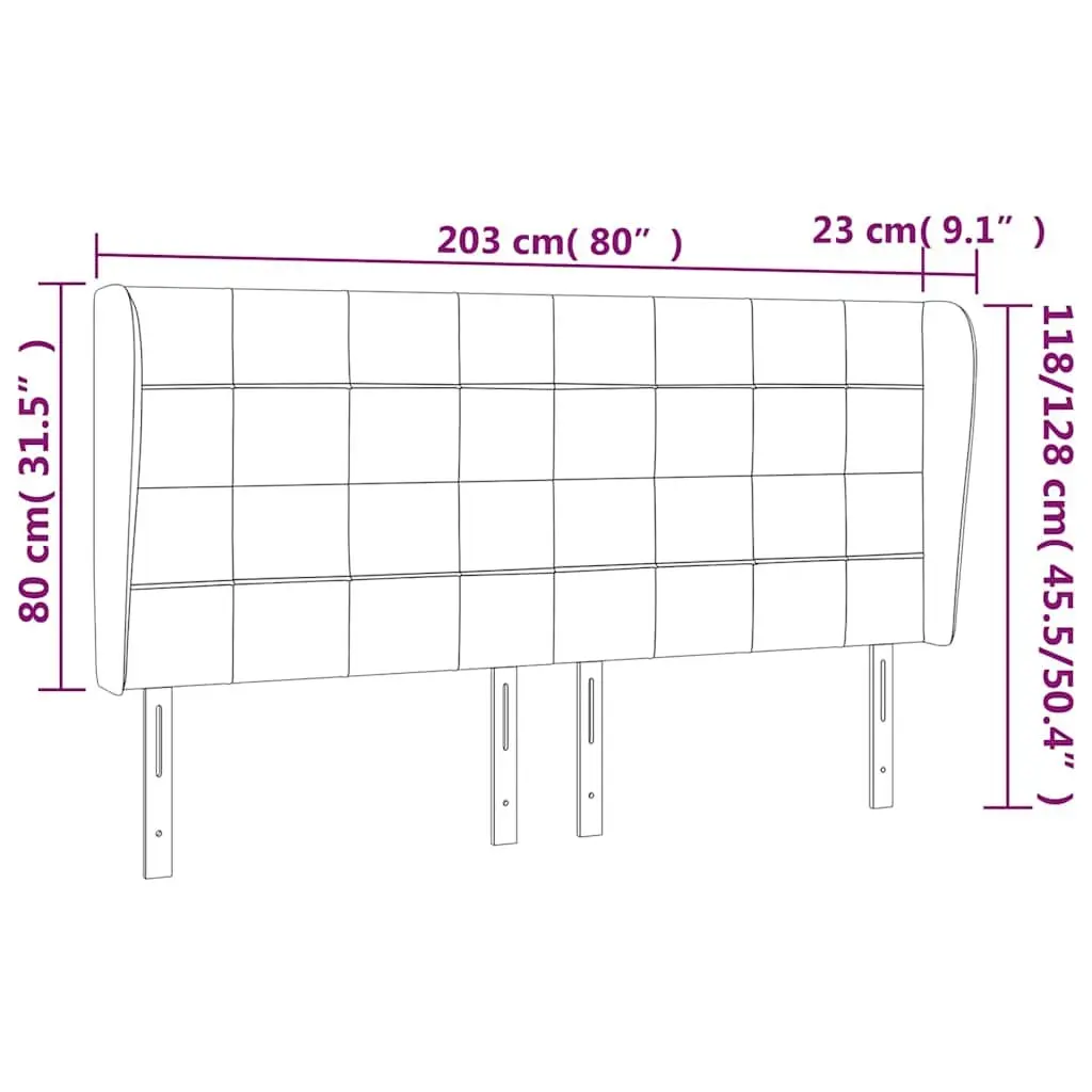 Grey Fabric Headboard with Ears and Adjustable Height 203cm