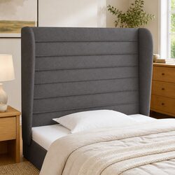 Durable Grey Fabric Headboard with Ears 83cm