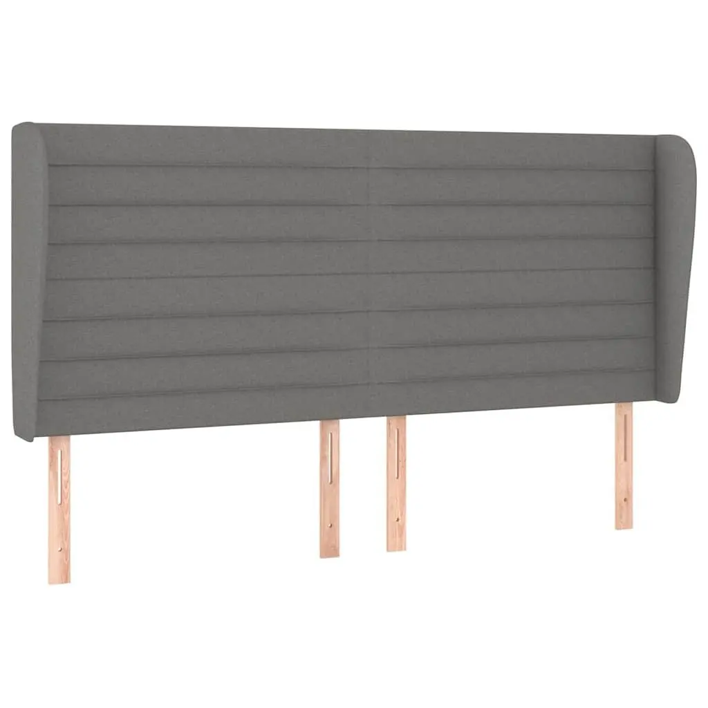 Headboard with Ears Grey 163cm Fabric Bed Upholstered Back Support Bedroom