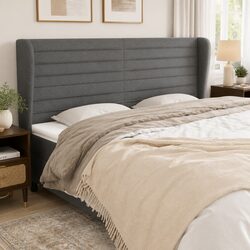 Headboard with Ears Grey 203cm Fabric Bed Head Bedroom Furniture Adjustable