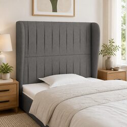 Headboard with Ears Grey 103cm Fabric Bed Head Support Bedroom Furniture