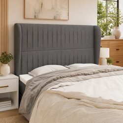 Grey Headboard with Ears - 147cm Fabric Upholstered