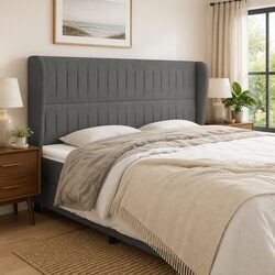 Grey Fabric Headboard with Ears 203cm for Bedrooms