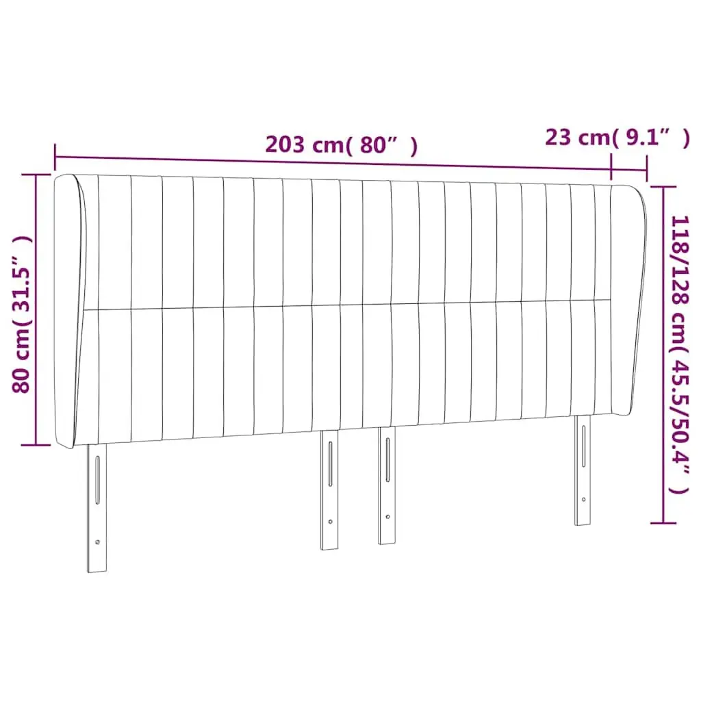 Headboard Fabric Grey 203cm Bedroom Furniture Bed Head Support