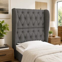 Stylish Grey Fabric Headboard with Ears, 83cm Wide