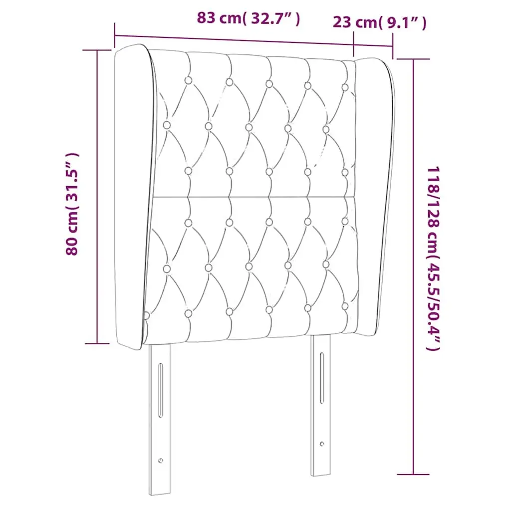 Grey Fabric Headboard with Ears, 83cm Wide