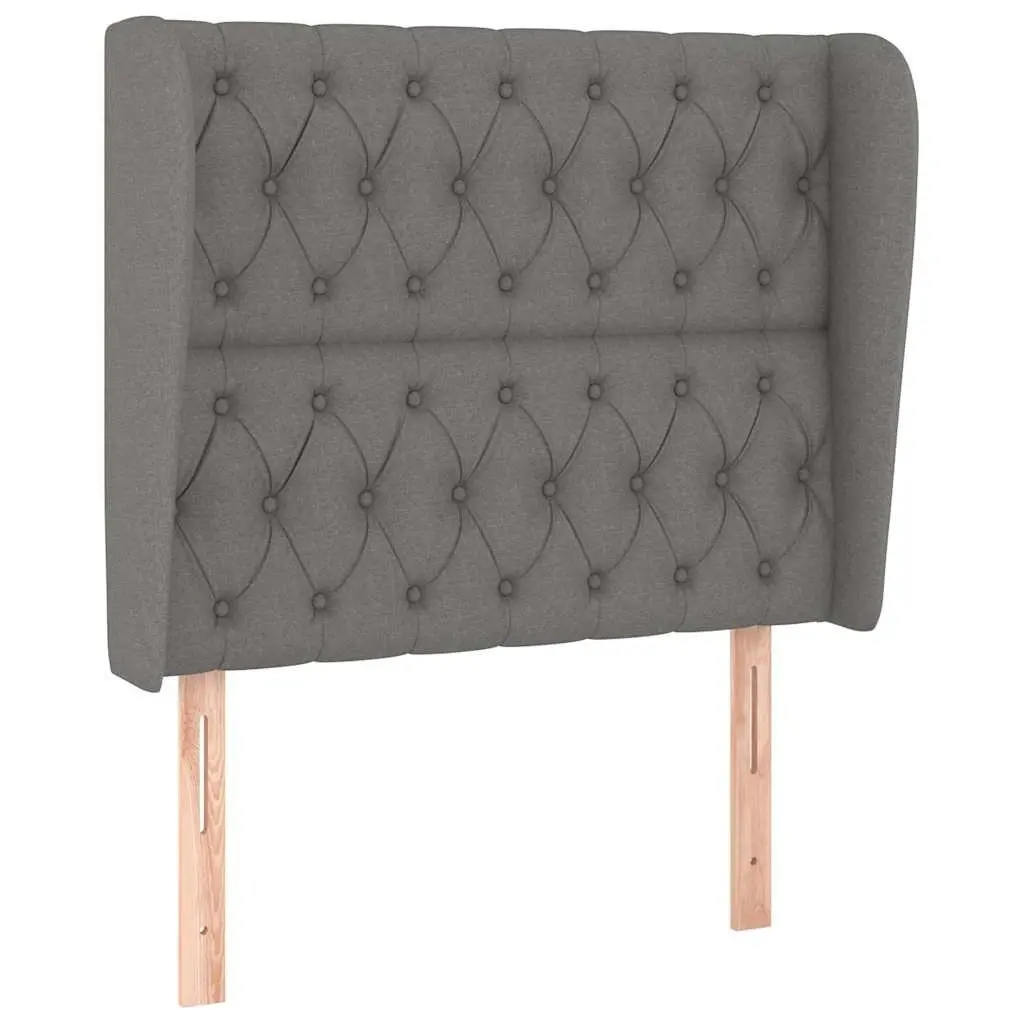 Dark Grey Fabric Headboard with Ears 103cm Adjustable Height Bed Support
