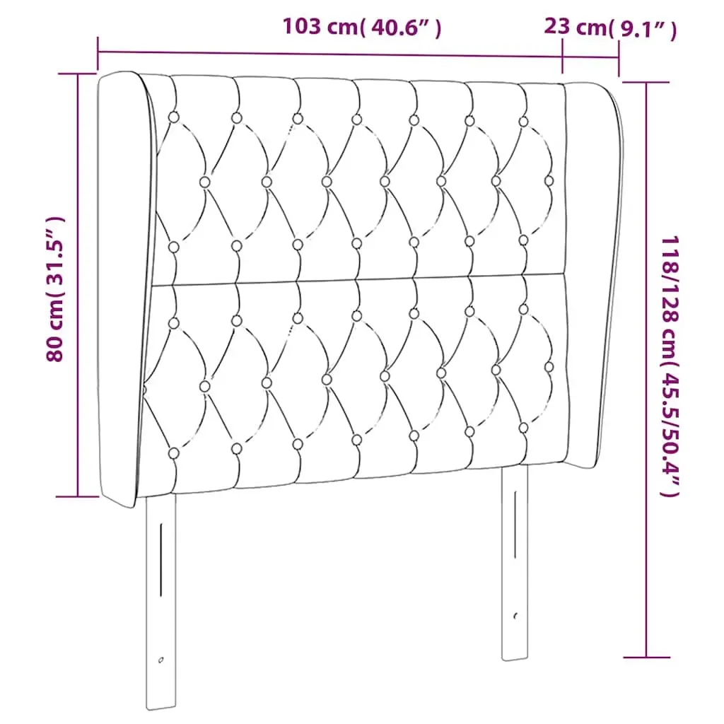 Dark Grey Fabric Headboard with Ears 103cm Adjustable Height Bed Support