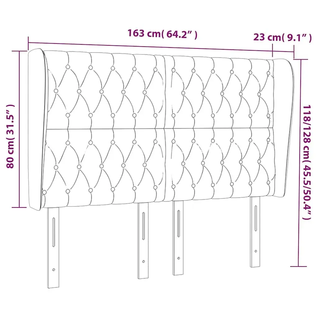 Grey Fabric Headboard with Ears 163 cm for Beds