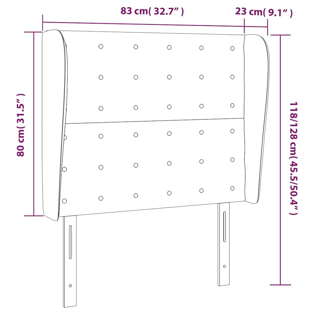Grey Fabric Headboard with Ears 83cm Adjustable Height