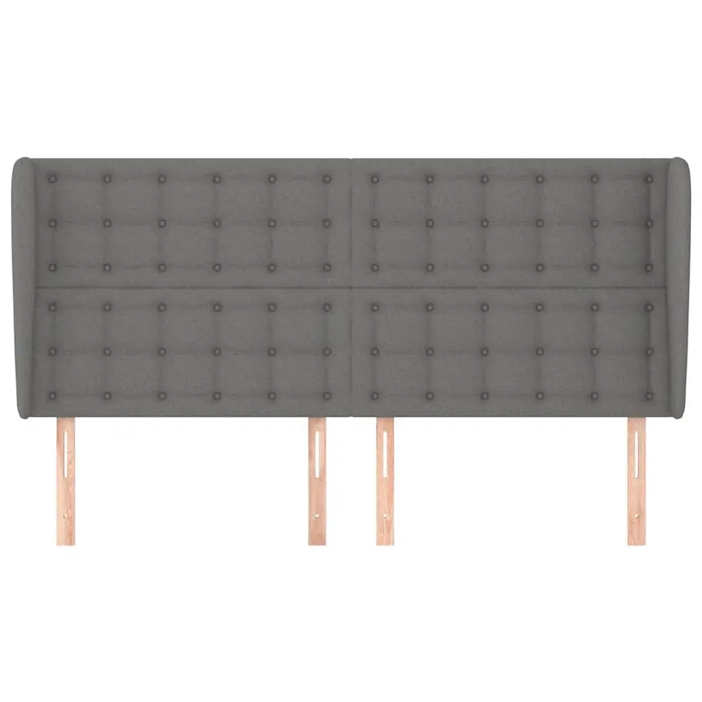 Headboard with Ears Grey 203cm Fabric Bedroom Bed Head Back Support Adjustable