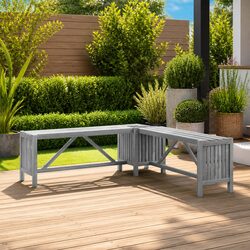 Durable Grey Wooden Garden Corner Bench with Planter Box