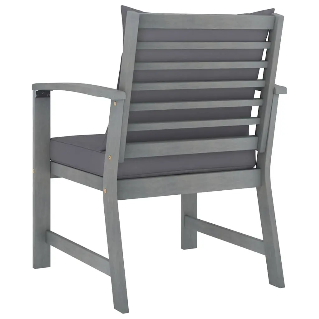Acacia Wood Garden Chair Set with Grey Cushions