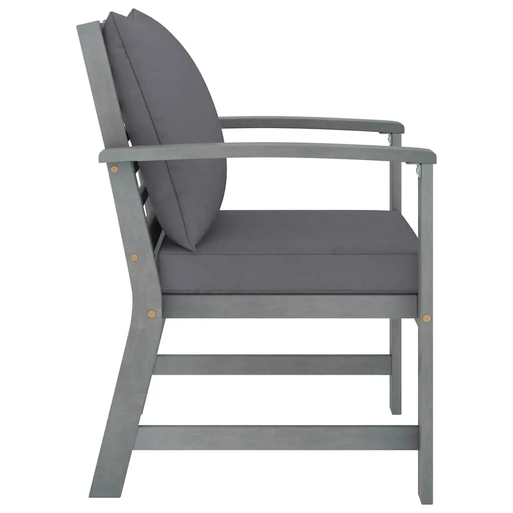 Acacia Wood Garden Chair Set with Grey Cushions