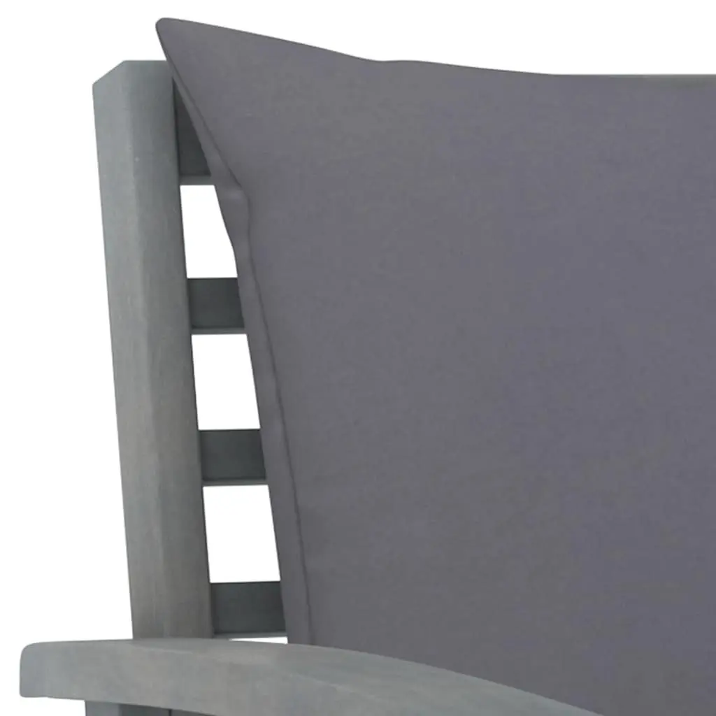Acacia Wood Garden Chair Set with Grey Cushions