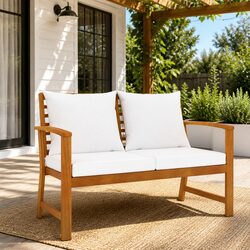 Stylish 120cm Wooden Garden Bench with Cushions