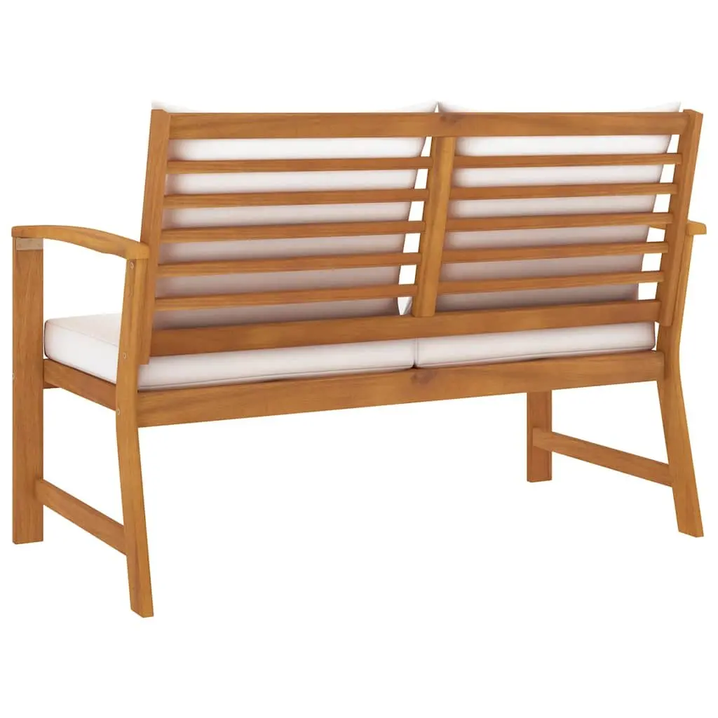 Garden Bench Wooden 120cm Cream with Thick Padded Seat and Back Cushions