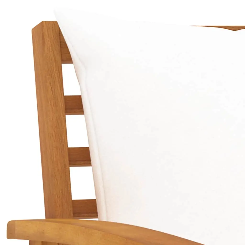 Garden Bench Wooden 120cm Cream with Thick Padded Seat and Back Cushions