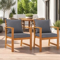 Solid Acacia Wood Outdoor Garden Chairs with Cushions