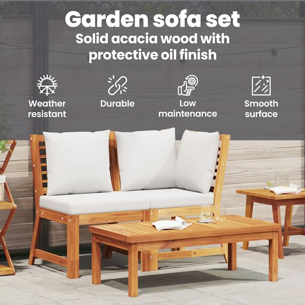 Solid Wood Outdoor Sectional Sofa Set with Cushions