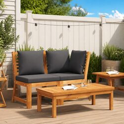 3-Piece Garden Lounge Set with Acacia Wood and Cushions