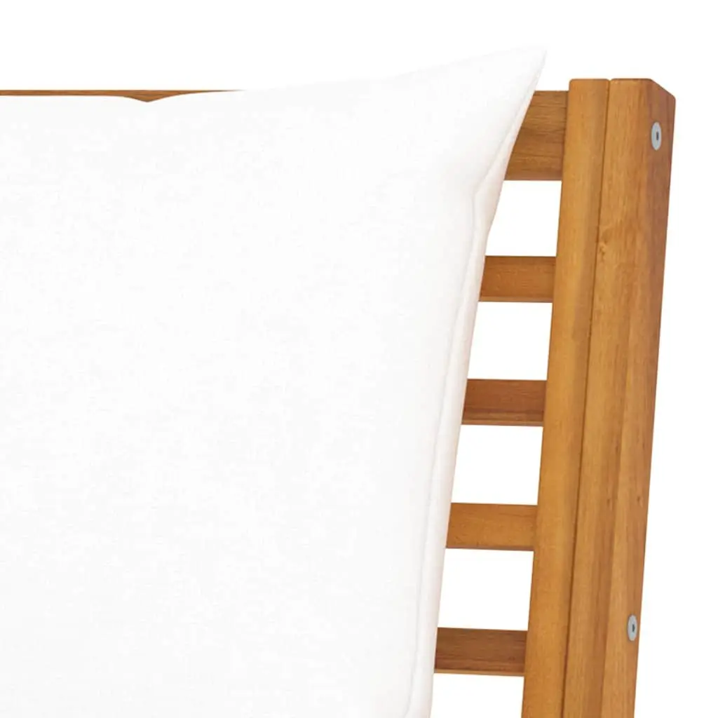 Garden Bench 114.5cm Outdoor Seating with Cream Cushion Solid Wood Patio